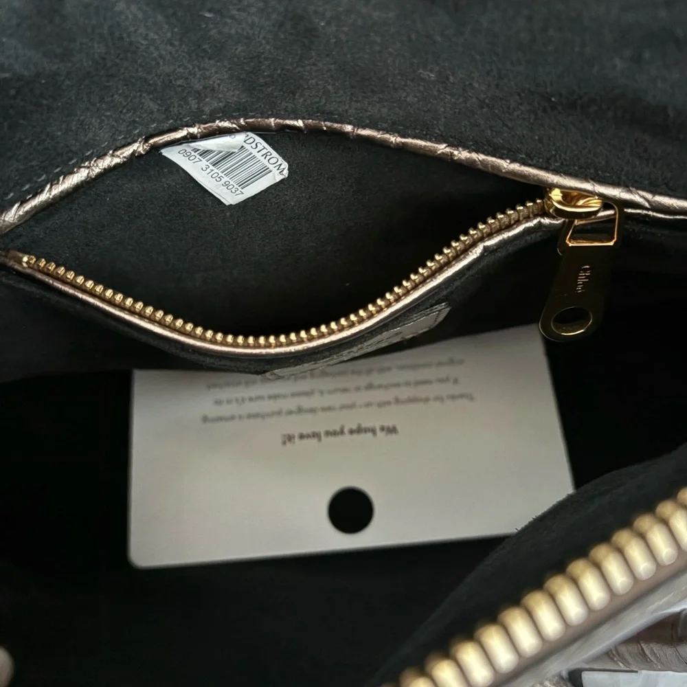Chloe Small Marcie Metallic Bronze/Gold Crossbody Satchel, NEW - Picture 12 of 17